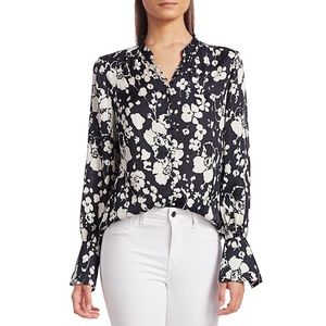✨NWT✨ JOIE Tariana Floral Satin Blouse in Midnight Navy Blue Sz XS